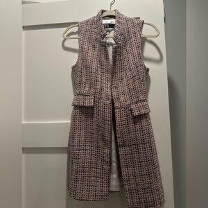 Zara Pink Tweed Long Vest Jacket